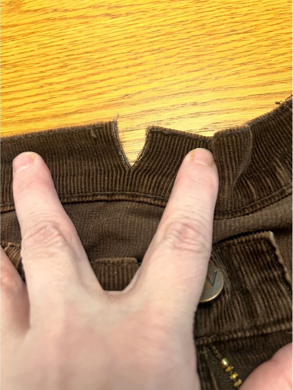 Venezia Brown Corduroy Pants Size 20 with Waist Cut Detail - Picture 4 of 9